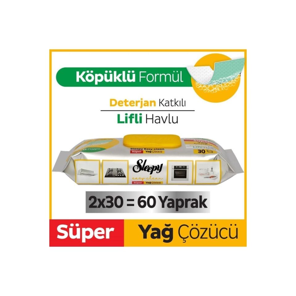 SLEEPY YÜZEY  TEM.YAĞ ÇÖZÜCÜ 30 LU*12