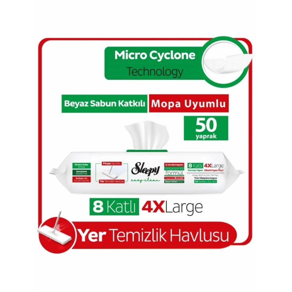 SLEEPY YER TEM.HAVLUSU MOP BEYAZ S. 50 Lİ*6