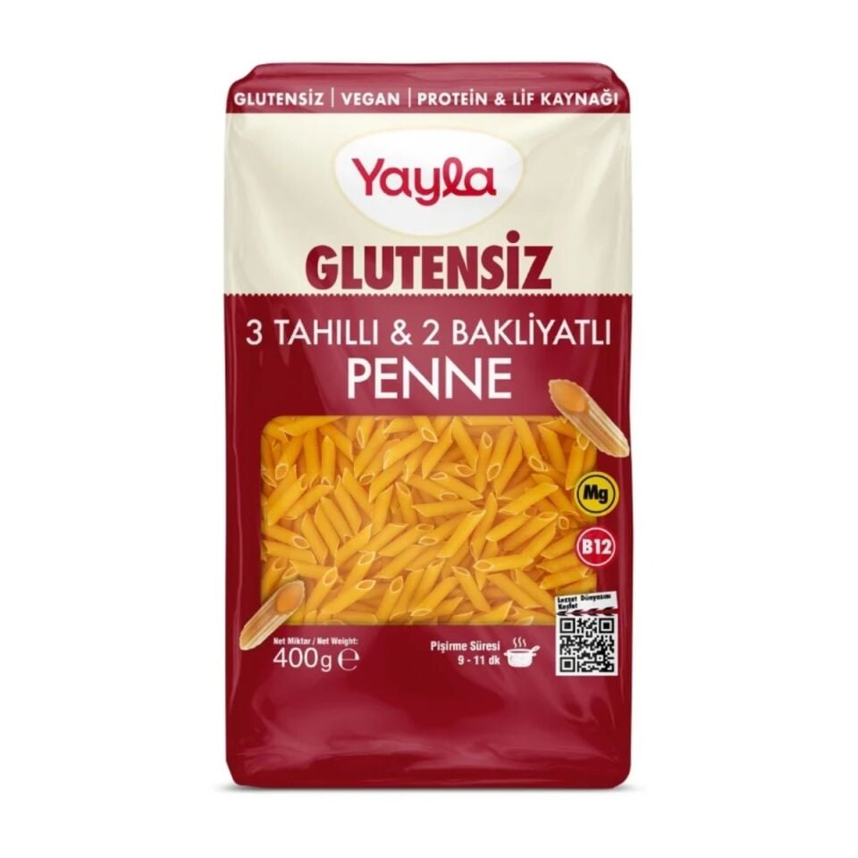 400 gr.Yayla Glutensiz 3 Tahıl 2 Bakliyat Penne*15