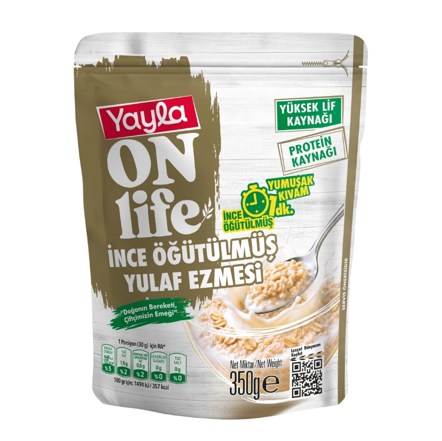 350 gr.Yayla Onlife İnce Öğüt.Yulaf Ezmesi Zip*12