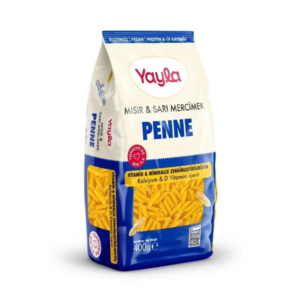 400 gr.Yayla Mısır Sarı Mercimek Penne  OPP*15