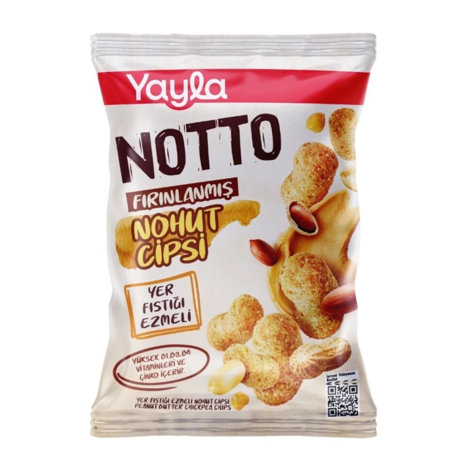 55 gr.Yayla Notto Fırınlanmış Nohut Cipsi Yer Fıstığı Ezmeli *24