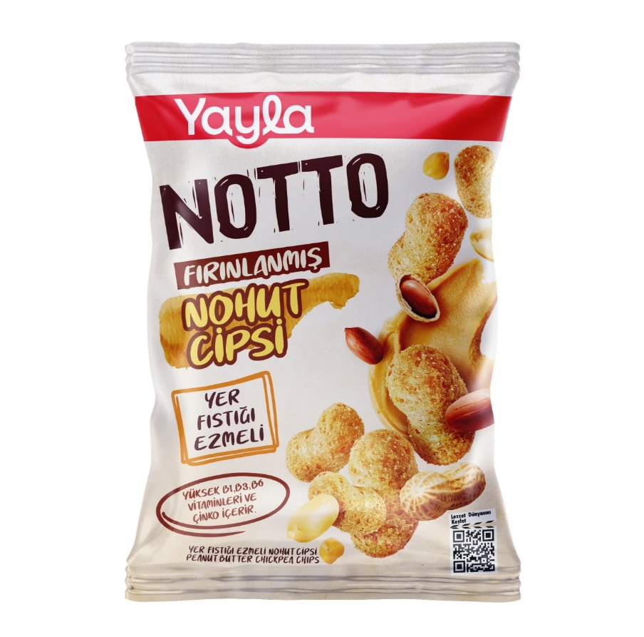 55 gr.Yayla Notto Fırınlanmış Nohut Cipsi Yer Fıstığı Ezmeli *24