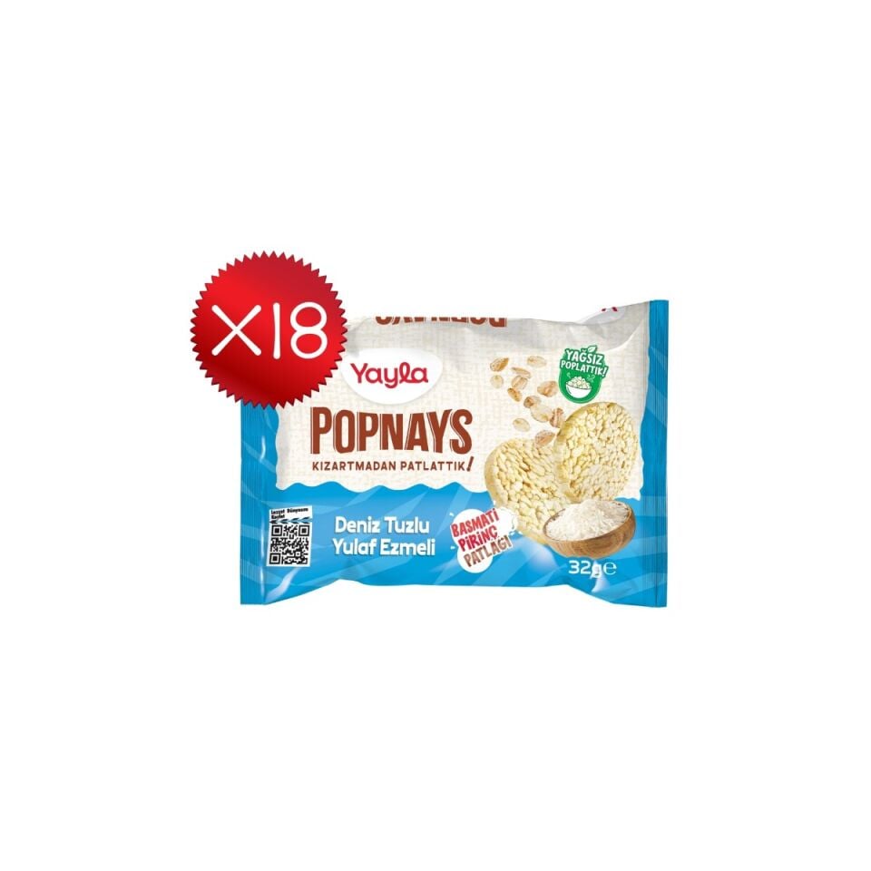 32 g Yayla Popnays Basmati Pirinç Patlağı Deniz Tuzlu Yulaflı (18'li Koli)