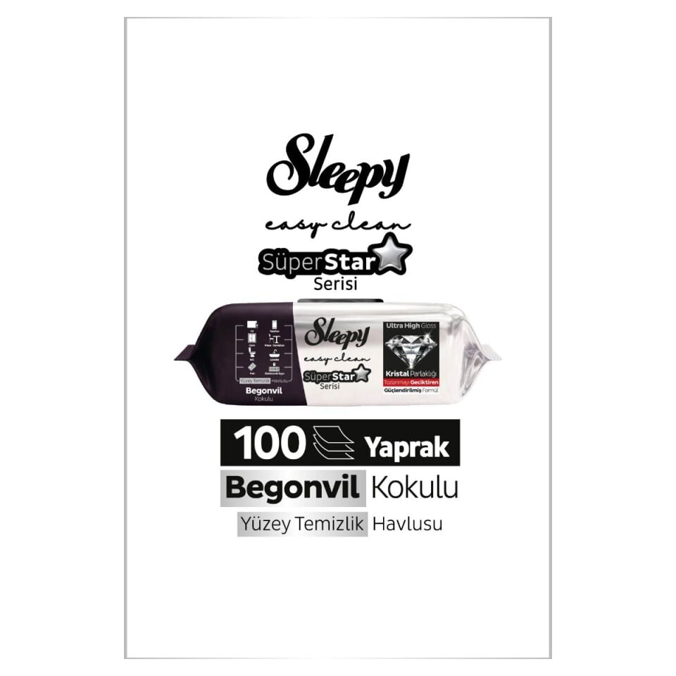 Sleepy Yüzey Temizlik Havlusu Super Star Begonvil 100'lü (12'li Koli)