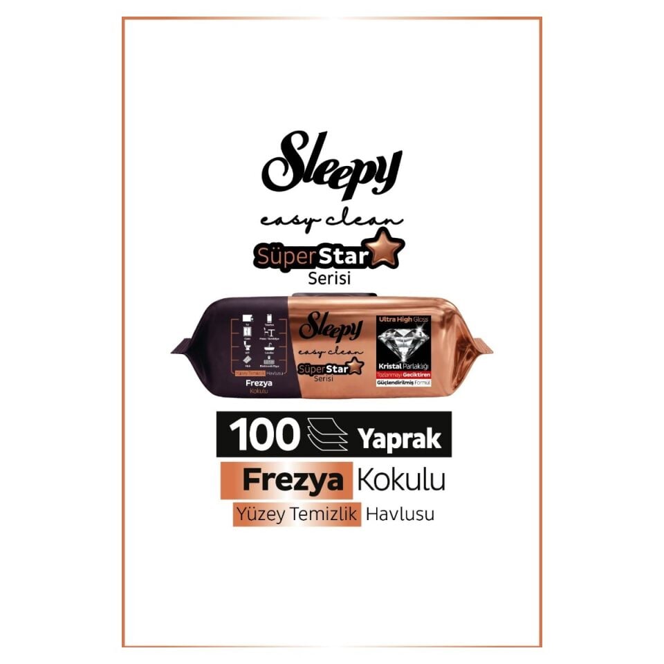 Sleepy Yüzey Temizlik Havlusu Super Star Frezya 100'lü (12'li Koli)